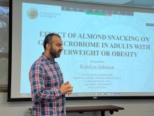 Katelyn successfully completed her master's defense, showcasing her in-depth exploration of the effects of almond snacking on the gut microbiome, a topic she passionately delved into in the lab (Oct.2023)